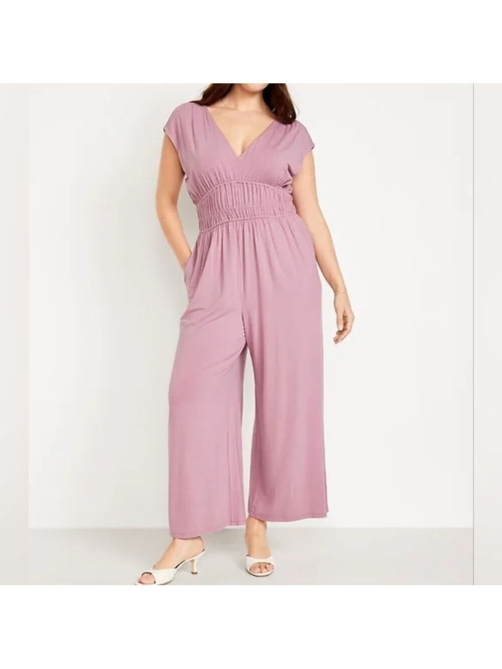 4X • Old Navy • Mauve Waist-Defined Shirred Jumpsuit